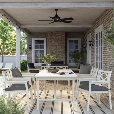 BONDHOLMEN Table+6 chaises accoudoir, ext, blanc/beige/Frösön/Duvholmen gris foncé