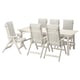 BONDHOLMEN Table+6 chaises dossier réglable,ex, blanc/beige/Frösön/Duvholmen beige