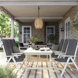 BONDHOLMEN Table+6 chaises dossier réglable,ex, blanc/beige/Frösön/Duvholmen gris foncé