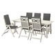 BONDHOLMEN Table+6 chaises dossier réglable,ex, blanc/beige/Frösön/Duvholmen gris foncé