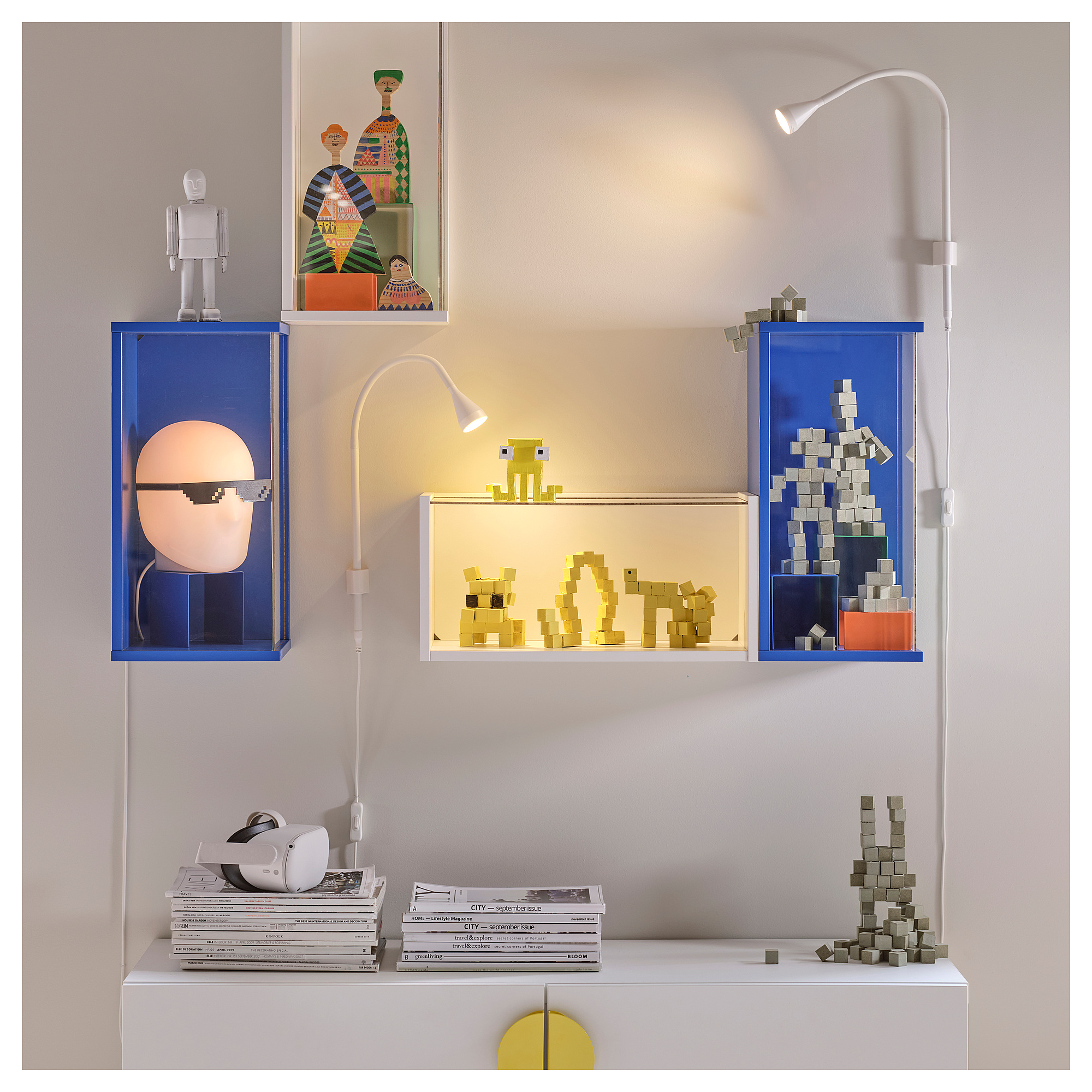 BRÄNNBOLL Élément de présentation mural, bleu vif, 50x25x25 cm