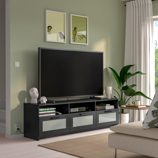 BRIMNES Banc TV, noir, 180x41x53 cm