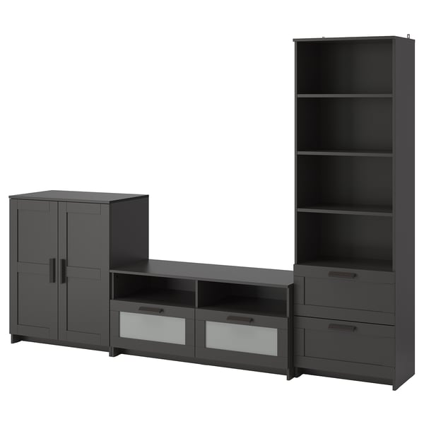 BRIMNES Combinaison meuble TV, noir, 258x41x190 cm
