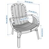 BROBOCK / BJÖRKTRAST Fauteuil avec coussin, rotin blanc/noir
