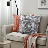 BROKDRACENA Housse de coussin, noir/blanc motif floral, 50x50 cm