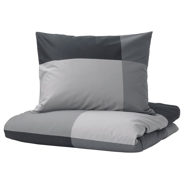 BRUNKRISSLA Housse de couette et 1 taie, noir, 150x200/50x60 cm