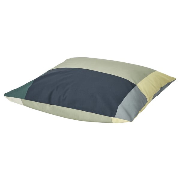 BRUNKRISSLA Taie d'oreiller, vert/multicolore, 50x60 cm