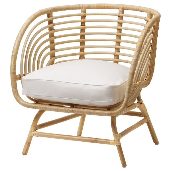 BUSKBO Fauteuil, rotin/Djupvik blanc