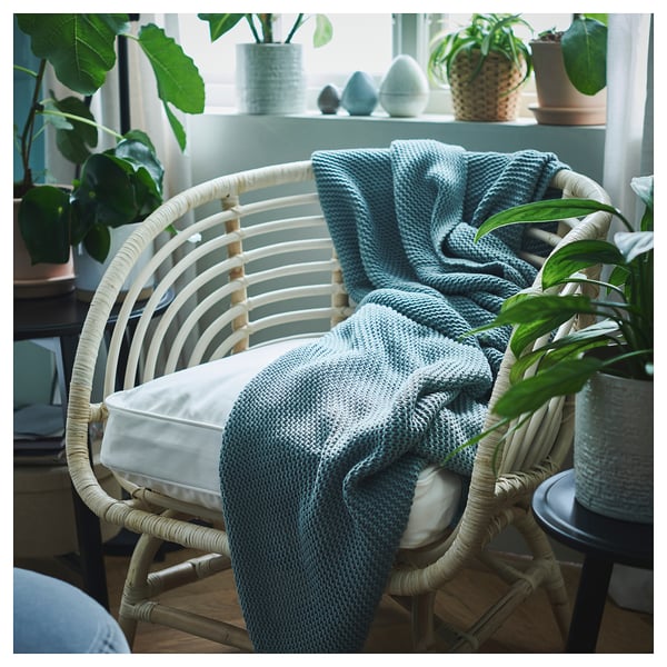 BUSKBO Fauteuil, rotin/Djupvik blanc