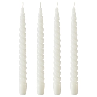 CONTORTATALL Bougie non parfumée pour chandelier, torsadé/blanc, 25 cm