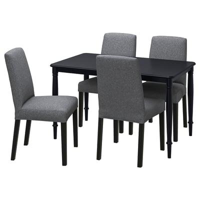 DANDERYD / BERGMUND Table et 4 chaises, noir/Gunnared gris moyen, 130 cm