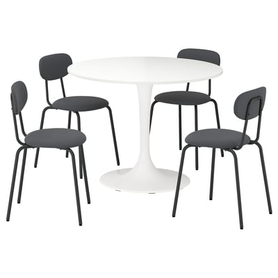 DOCKSTA / SANDSBERG Table et 4 chaises, blanc/Remmarn anthracite, 103 cm