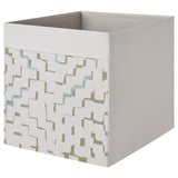 DRÖNA Rangement tissu, beige/à motifs turquoise, 33x38x33 cm