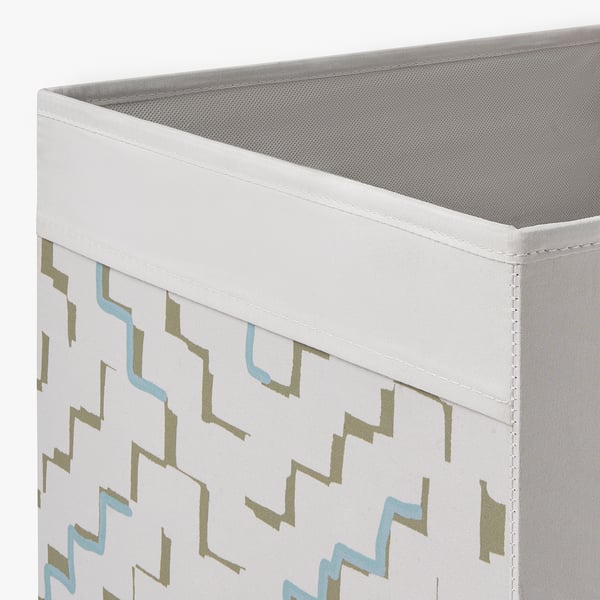 DRÖNA Rangement tissu, beige/à motifs turquoise, 33x38x33 cm