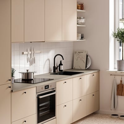 EKBACKEN Plan de travail sur mesure, gris-beige motif pierre/stratifié, 63.6-125x2.8 cm