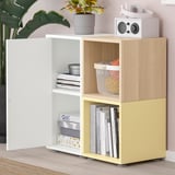 EKET Combinaison rangement avec pieds, blanc/effet chêne teinté jaune pâle, 70x35x72 cm