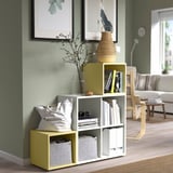 EKET Combinaison rangement avec pieds, blanc/jaune pâle, 105x35x107 cm