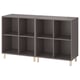 EKET Combinaison rangement avec pieds, gris foncé/bois, 140x35x80 cm
