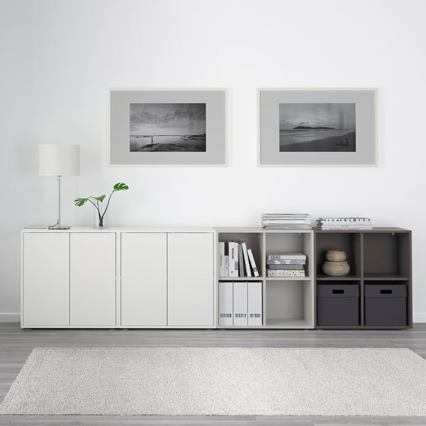 EKET Combinaison rangement avec pieds, gris foncé/gris foncé, 280x35x72 cm
