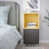 EKET Combinaison rangement avec pieds, gris foncé jaune pâle/métal, 35x35x80 cm