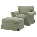 EKTORP Fauteuil avec repose-pieds, Hakebo gris vert
