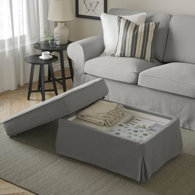 EKTORP Repose-pieds av rangement, Tallmyra noir/blanc