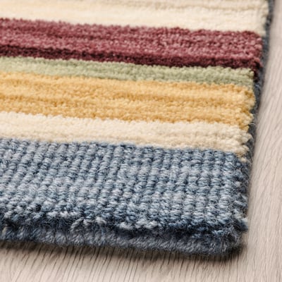 ELLJUSSPÅR Tapis, poils ras, multicolore/rayé fait main, 170x240 cm