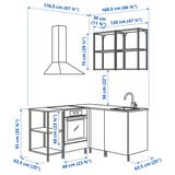 ENHET Cuisine d'angle, anthracite/gris avec cadre