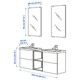 ENHET Salle de bain, anthracite/blanc, 164x43x65 cm