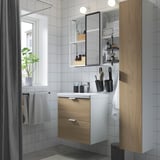 ENHET Salle de bain, blanc/motif chêne, 64x43x65 cm