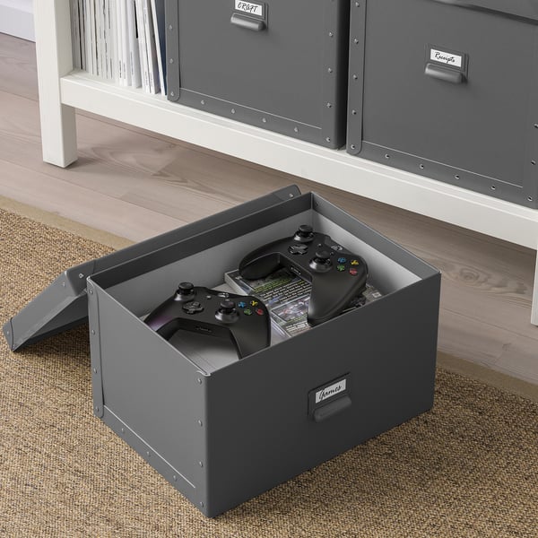 Fjalla Boite De Rangement Avec Couvercle Gris Fonce Ikea Suisse