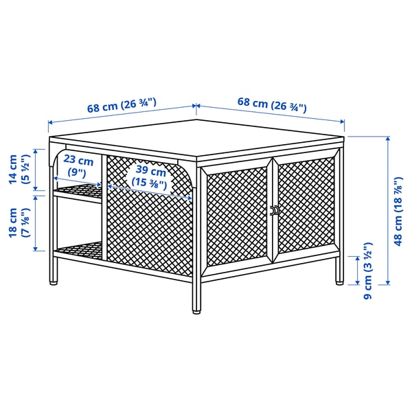 FJÄLLBO Table de rangement, noir, 68x68x48 cm