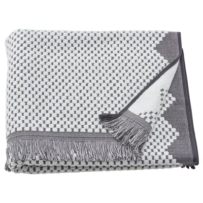 FJÄLLSTARR Serviette de bain, blanc/gris, 70x140 cm
