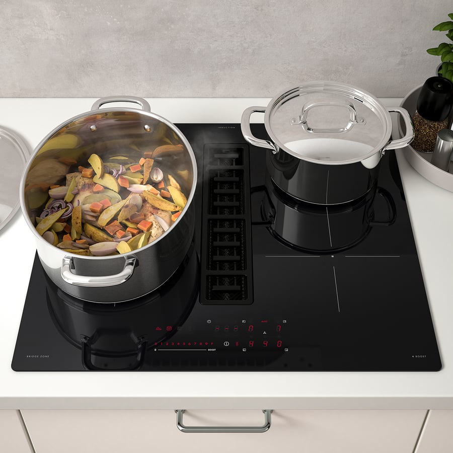 FÖRDELAKTIG plaque de cuisson av hotte intégrée, IKEA 500 noir, 60 cm