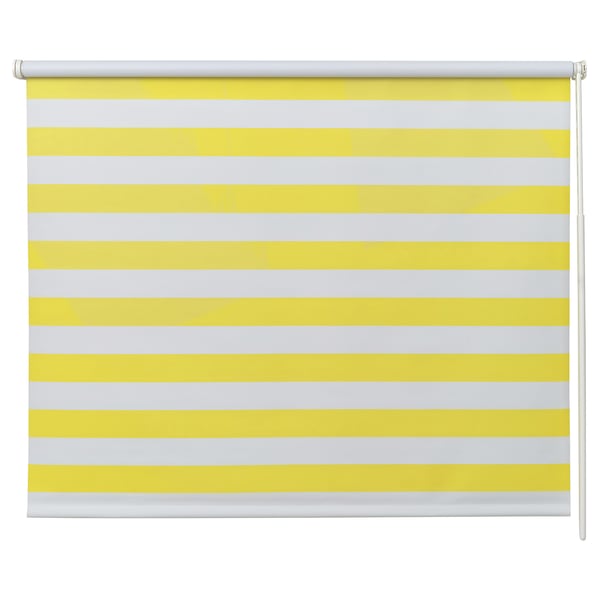 FRIDANS Store à enrouleur occultant, blanc jaune/rayé, 120x195 cm