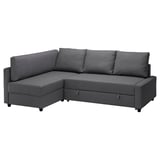 FRIHETEN / KLAGSHAMN Canapé convertible angle+rangement, Skiftebo gris foncé