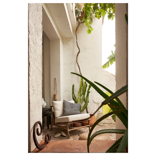 FRÖSÖN/DUVHOLMEN Coussin dossier, extérieur, beige, 62x44 cm