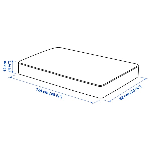 FRÖSÖN Housse pour coussin d'assise, gris foncé extérieur, 124x62 cm