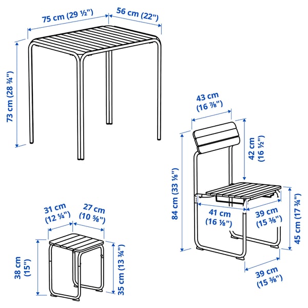 FURUÖN Table avec 2 chaises+2 repose-pieds, brun/extérieur