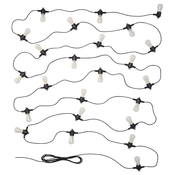 GARDJÄRN Guirlande lumineuse à LED 24 amp, noir/extérieur