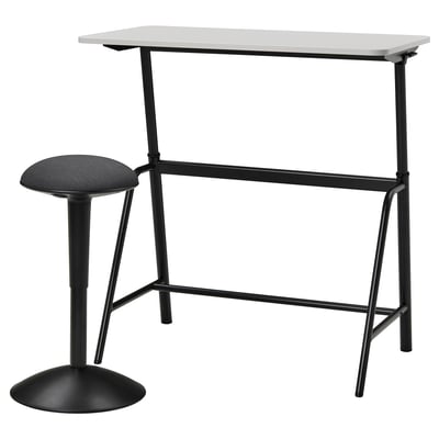 GLADHÖJDEN / NILSERIK Table et tabouret assis/debout, anthracite/gris