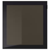 GLASSVIK Porte vitrée, noir/verre fumé, 60x64 cm