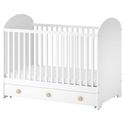 GONATT Lit bébé avec tiroir, blanc, 70x140 cm