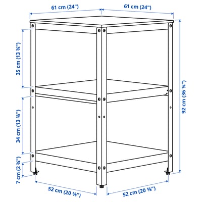 GRILLSKÄR Élément de cuisine ouvert, noir/acier inoxydable extérieur, 61x61 cm