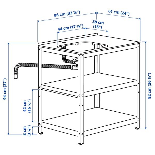 Meuble avec Évier pour Cuisine d'Extérieur 80 x 55 cm en Acier Noir LE