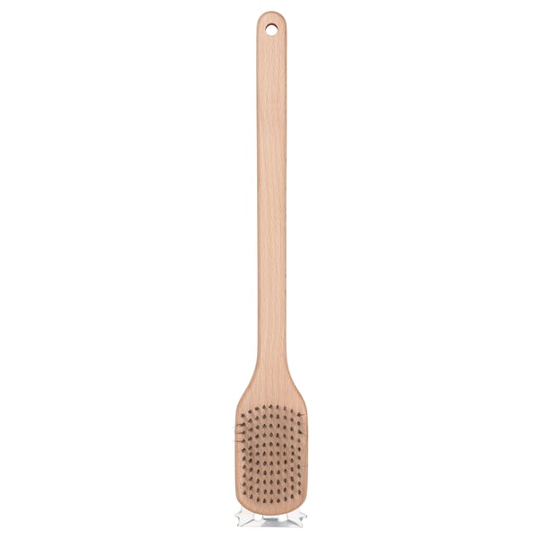 GRILLTIDER Brosse de nettoyage grille barbecue, acier inoxydable/hêtre, 42 cm