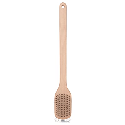 GRILLTIDER Brosse de nettoyage grille barbecue, acier inoxydable/hêtre, 42 cm