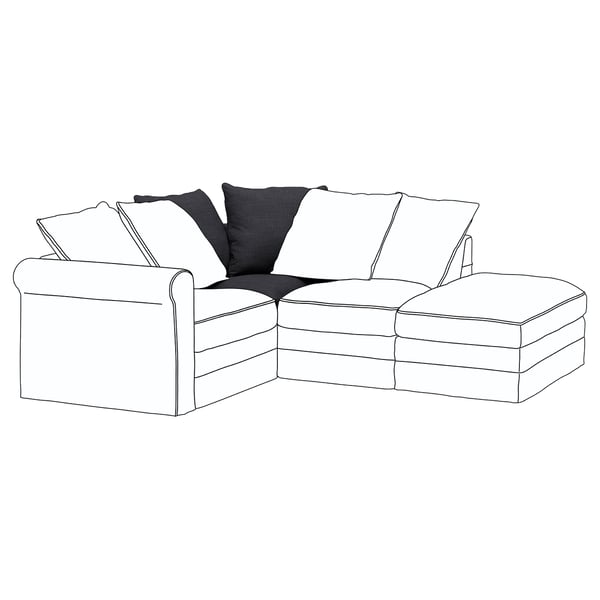 GRÖNLID Housse module d'angle, Hillared anthracite