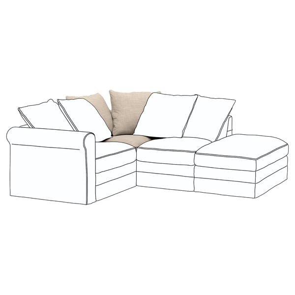GRÖNLID Housse module d'angle, Hillared beige