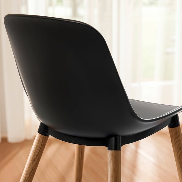 GRÖNSTA Chaise, intérieur/extérieur noir/brun clair/bois